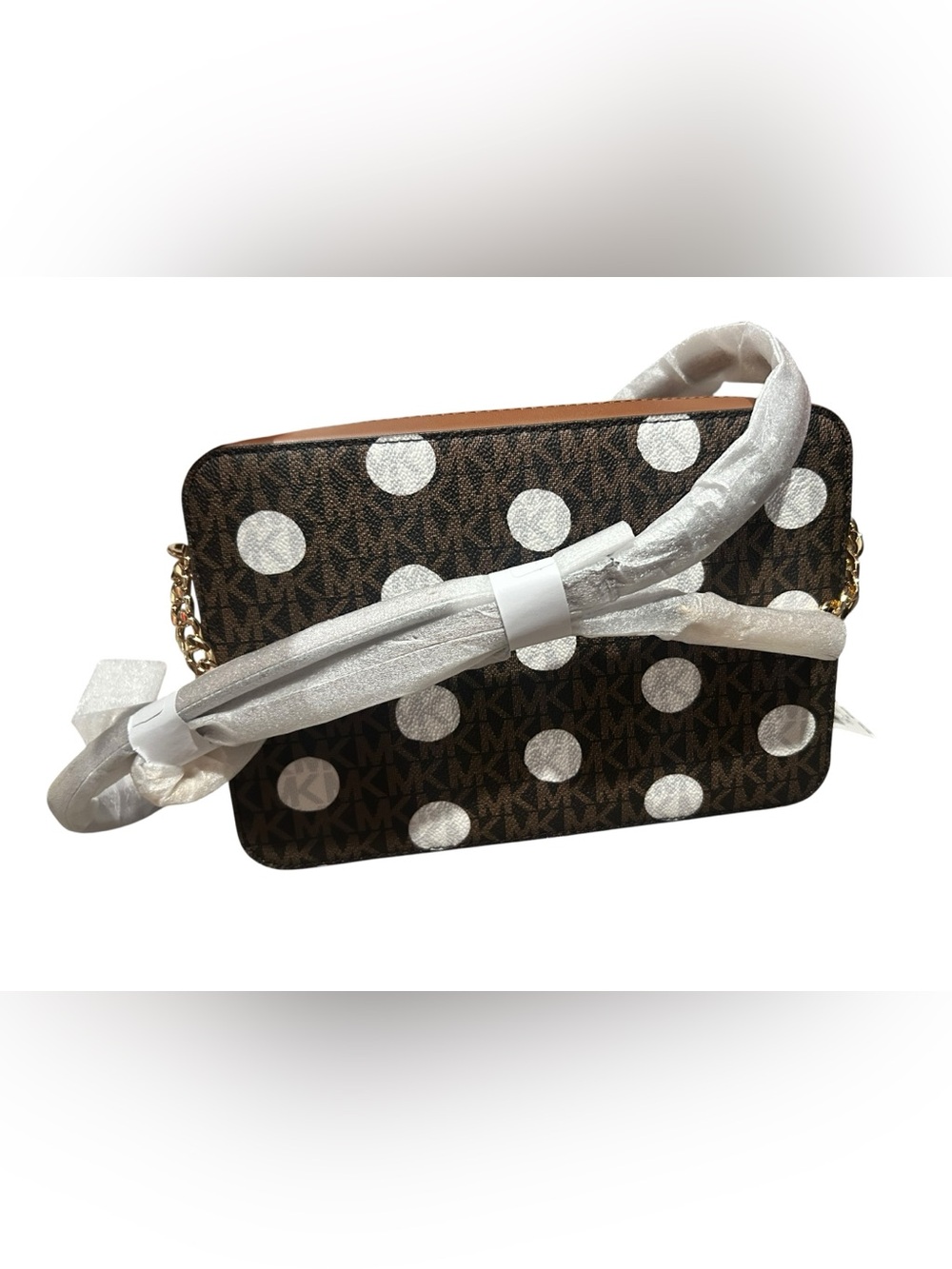 Michael Kors Brown and White Polka Dot Crossbody with Coin Pouch - Picture 4 of 4
